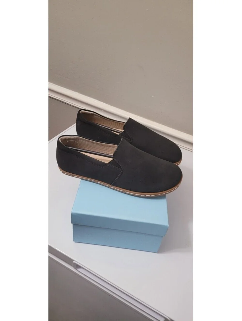 benassal Women's Slip-On Flats Carbon Black Size 10